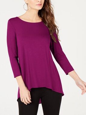 Alfani Women's M Magenta Purple 3/4 Sleeve Flowy Drape Swing Tunic Top in EUC